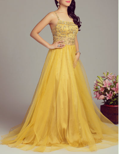Gold Crystal Embroidered Gown